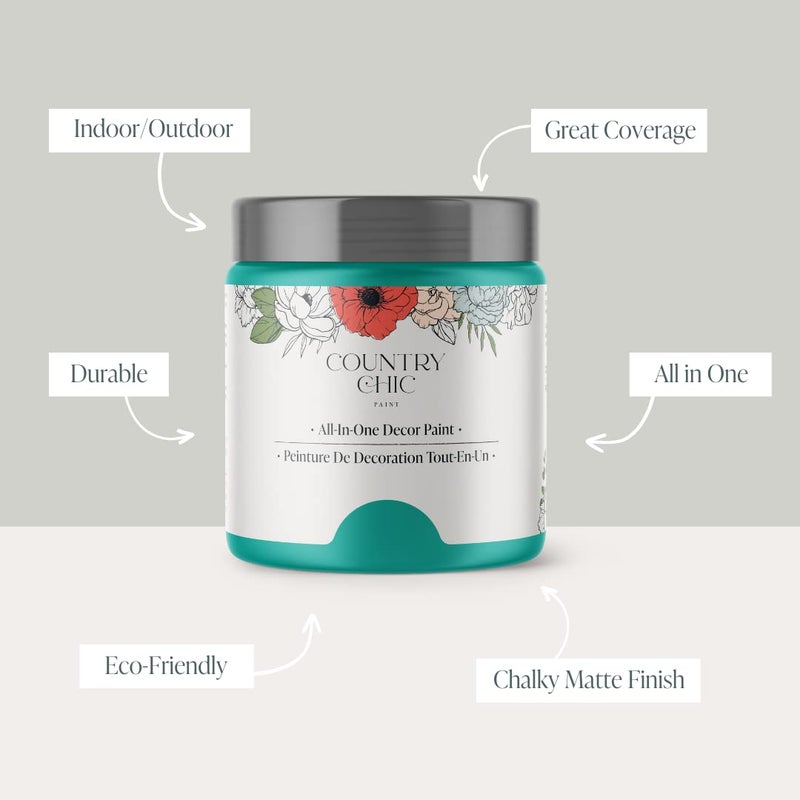 Country Chic Paint Country Chic All-in-One Chalk Paint for Furniture, Cabinets, Home Decor, Eco-Friendly, Matte Finish, Built-In Primer & Top Coat for Wood, Metal - Whoop-de-do (Bright Teal) - Pint 16 oz (475 ml) - Image 2